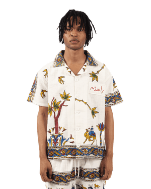 "Desert bloom" block print button-down