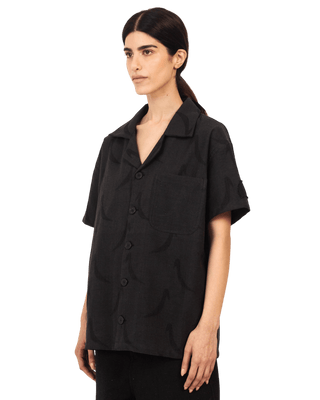 Black Handwoven 'Ray' Button-Down Shirt