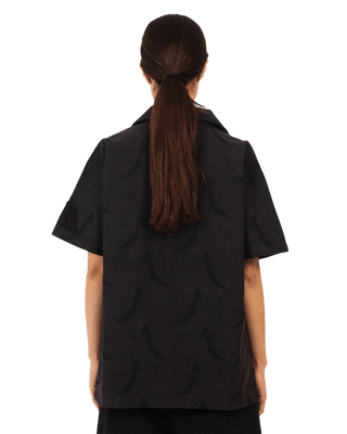 Black Handwoven 'Ray' Button-Down Shirt