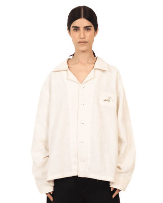 WHITE DOBBY FULL SLEEVE BUTTON DOWN