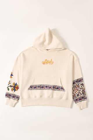 "1975" BLOCKPRINT BEIGE HOODIE