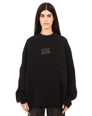 BLACK KNIT JACQUARD SWEATER