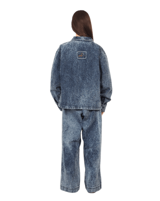 BLUE ACID WASH DENIM TRUCKER JACKET