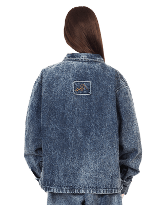 BLUE ACID WASH DENIM TRUCKER JACKET