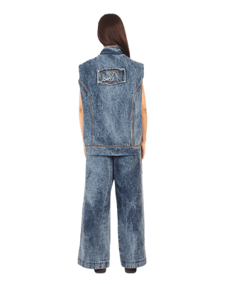 BLUE ACID WASH DENIM VEST