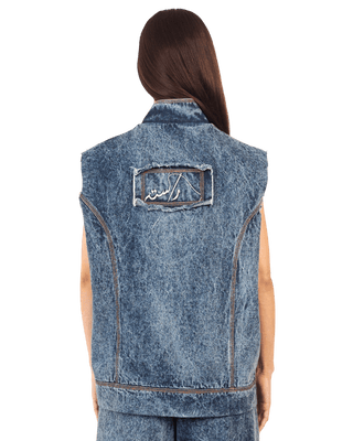 BLUE ACID WASH DENIM VEST