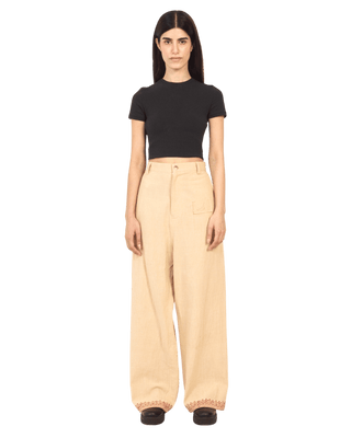 KHAKI BLOCK PRINT  KHADDAR TROUSER