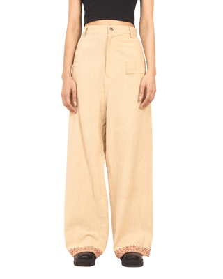 KHAKI BLOCK PRINT  KHADDAR TROUSER