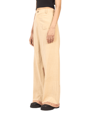 KHAKI BLOCK PRINT  KHADDAR TROUSER