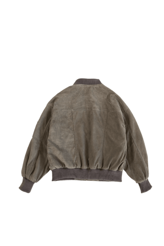 "95" ASH GREY SUEDE BOMBER JACKET