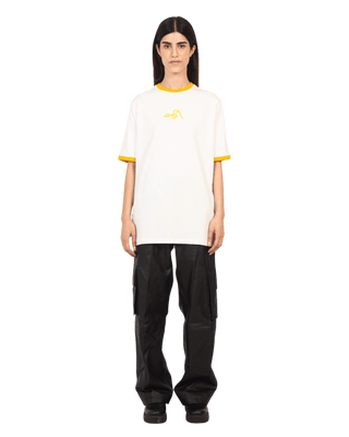 YELLOW REGULAR FIT EMBROIDERED LOGO T SHIRT