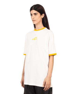 YELLOW REGULAR FIT EMBROIDERED LOGO T SHIRT