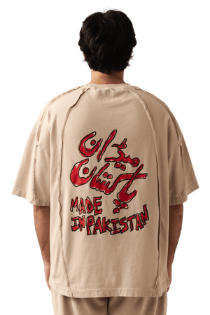 Beige acid wash T-shirt