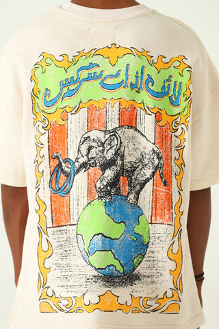 "LIFE IS A CIRCUS" PRINTED BEIGE T SHIRT