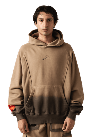 Beige spray fade logo hoodie