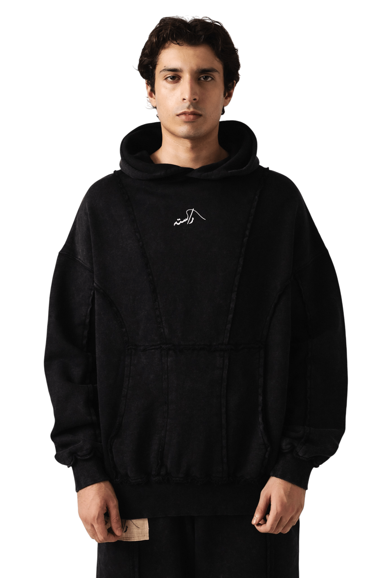 Paneled Acid Wash Hoodie