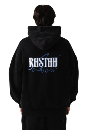 Paneled acid wash hoodie