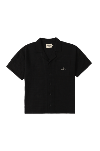 black handwoven button down