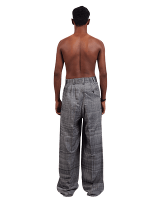 GREY TWEED DOUBLE-PLEATED TROUSERS