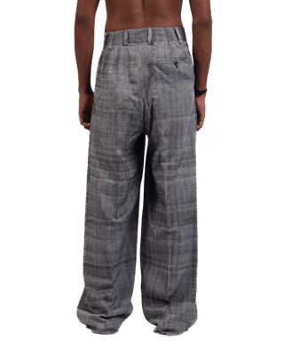 GREY TWEED DOUBLE-PLEATED TROUSERS