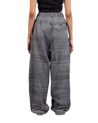 GREY TWEED DOUBLE-PLEATED TROUSERS