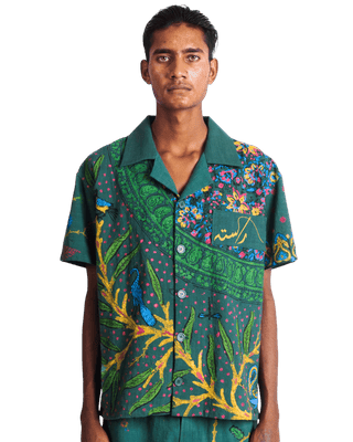 "PEACOCK GARDEN" BLOCKPRINT BUTTON DOWN