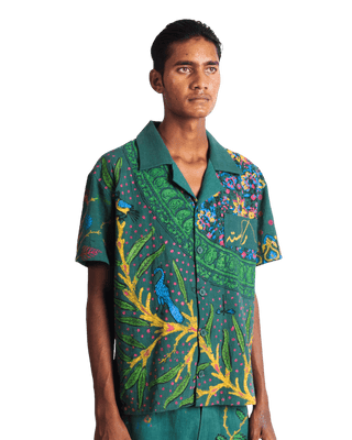 "PEACOCK GARDEN" BLOCKPRINT BUTTON DOWN