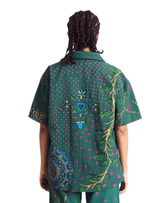 "PEACOCK GARDEN" BLOCKPRINT BUTTON DOWN