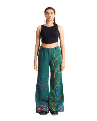 "PEACOCK GARDEN" BLOCKPRINT KHADDAR PANTS