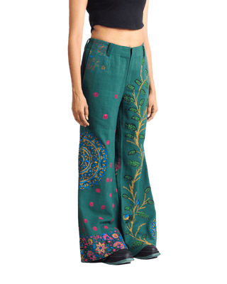 "PEACOCK GARDEN" BLOCKPRINT KHADDAR PANTS