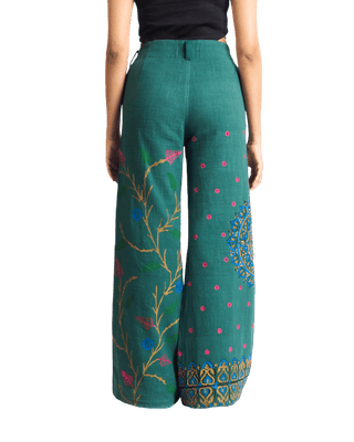 "PEACOCK GARDEN" BLOCKPRINT KHADDAR PANTS