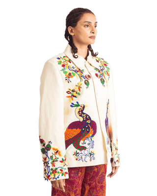 "PAINTED BIRD" SILK JACKET