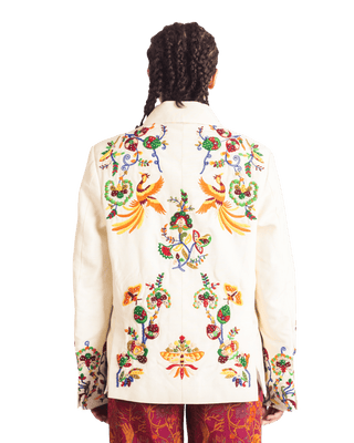 "PAINTED BIRD" SILK JACKET