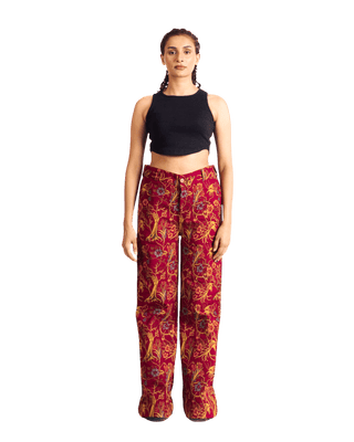 "RED AFFAIR" JACQUARD WOVEN TROUSERS