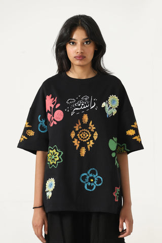 Hand blockprint motif T-shirt