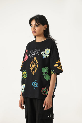 Hand blockprint motif T-shirt