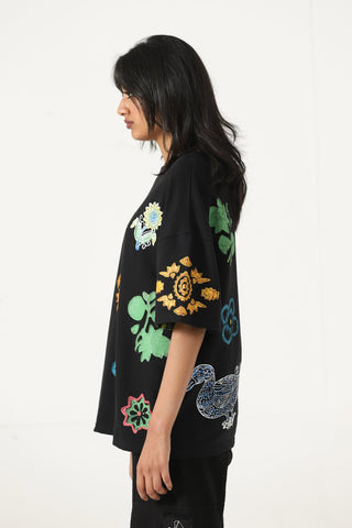 Hand blockprint motif T-shirt