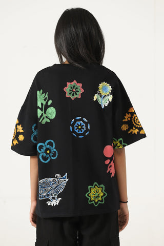Hand blockprint motif T-shirt