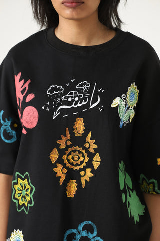 Hand blockprint motif T-shirt