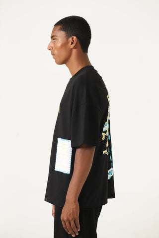"CLOUDS ABOVE" PRINTED PATCHWORK T SHIRT