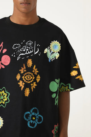 Hand blockprint motif T-shirt