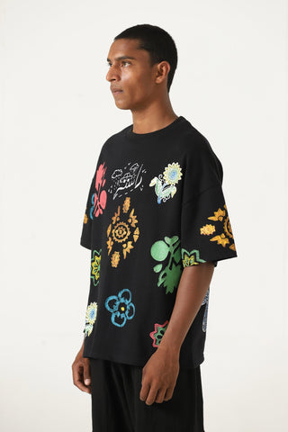 Hand blockprint motif T-shirt