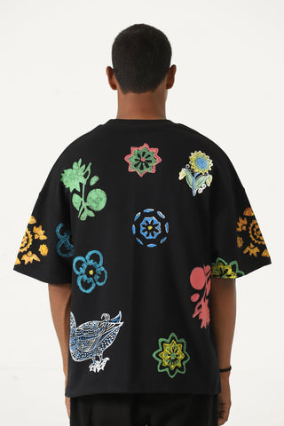 Hand blockprint motif T-shirt