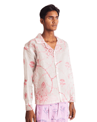 FLORAL ORGANZA BUTTON DOWN