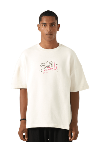 "Games we play" printed beige T-shirt