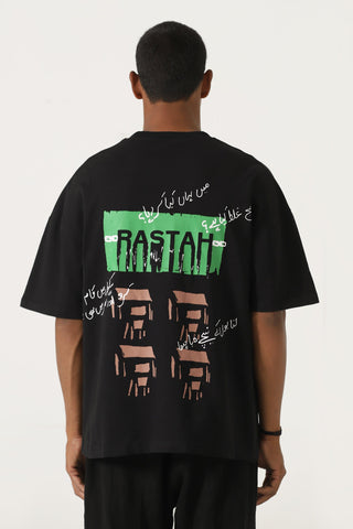 "I hate school" printed black T-shirt