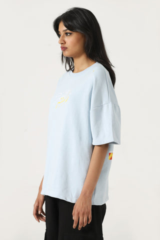Powder blue printed T-shirt