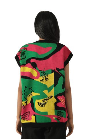 "Cartoon mind" knit vest