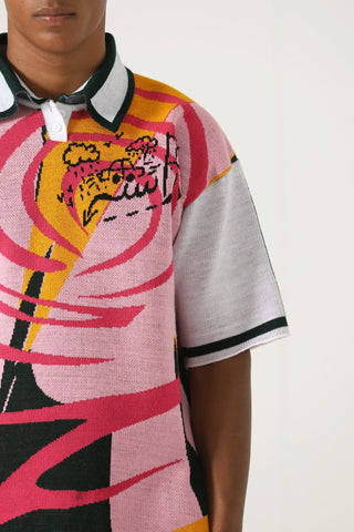 "Broken glass" knit polo