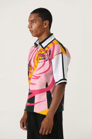 "Broken glass" knit polo